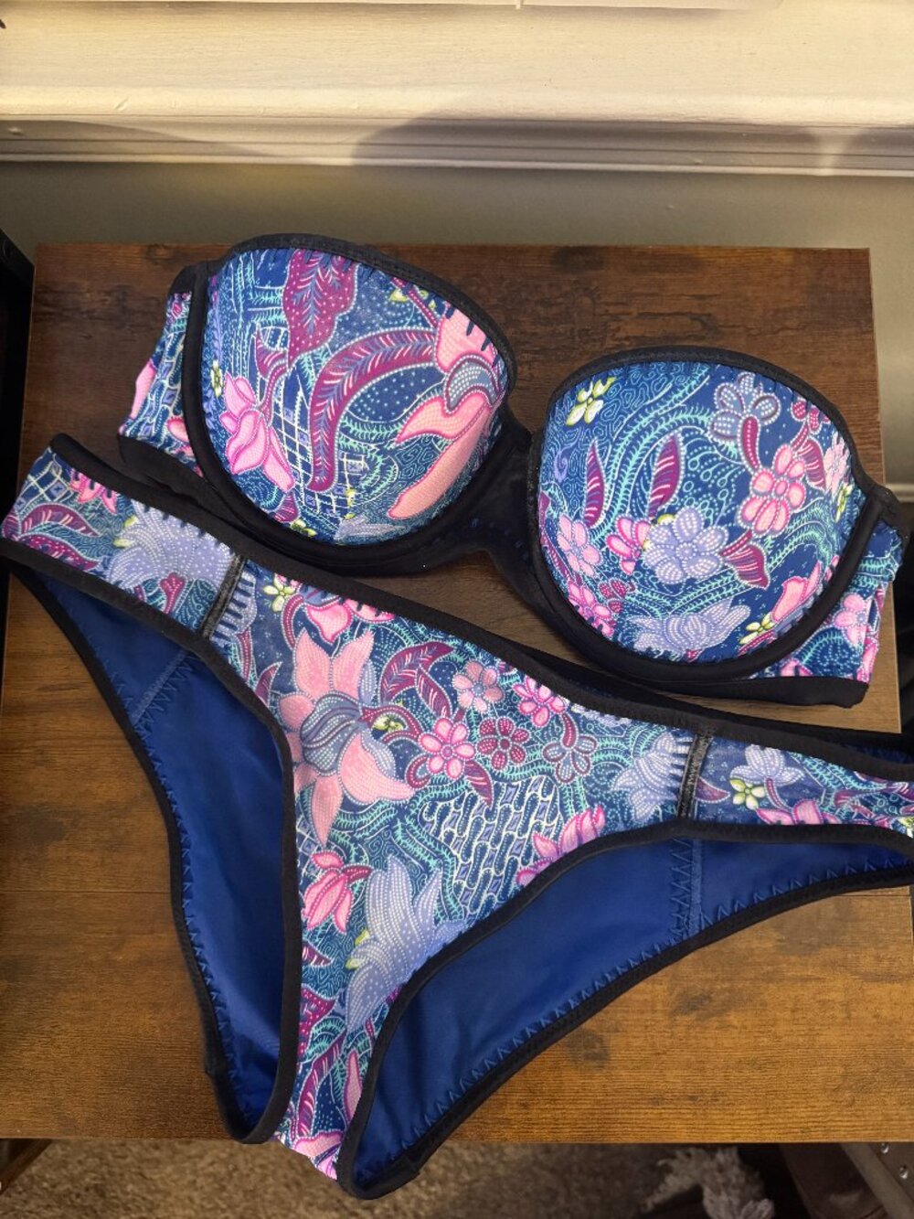 Victoria's Secret Floral Paisley Blue and Pink Bikini Set